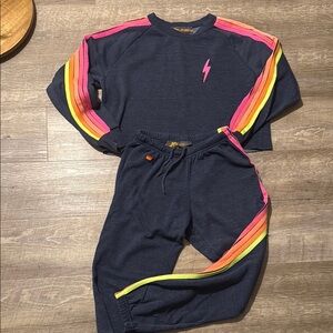 Aviator Navy Tracksuit with Rainbow Stripes